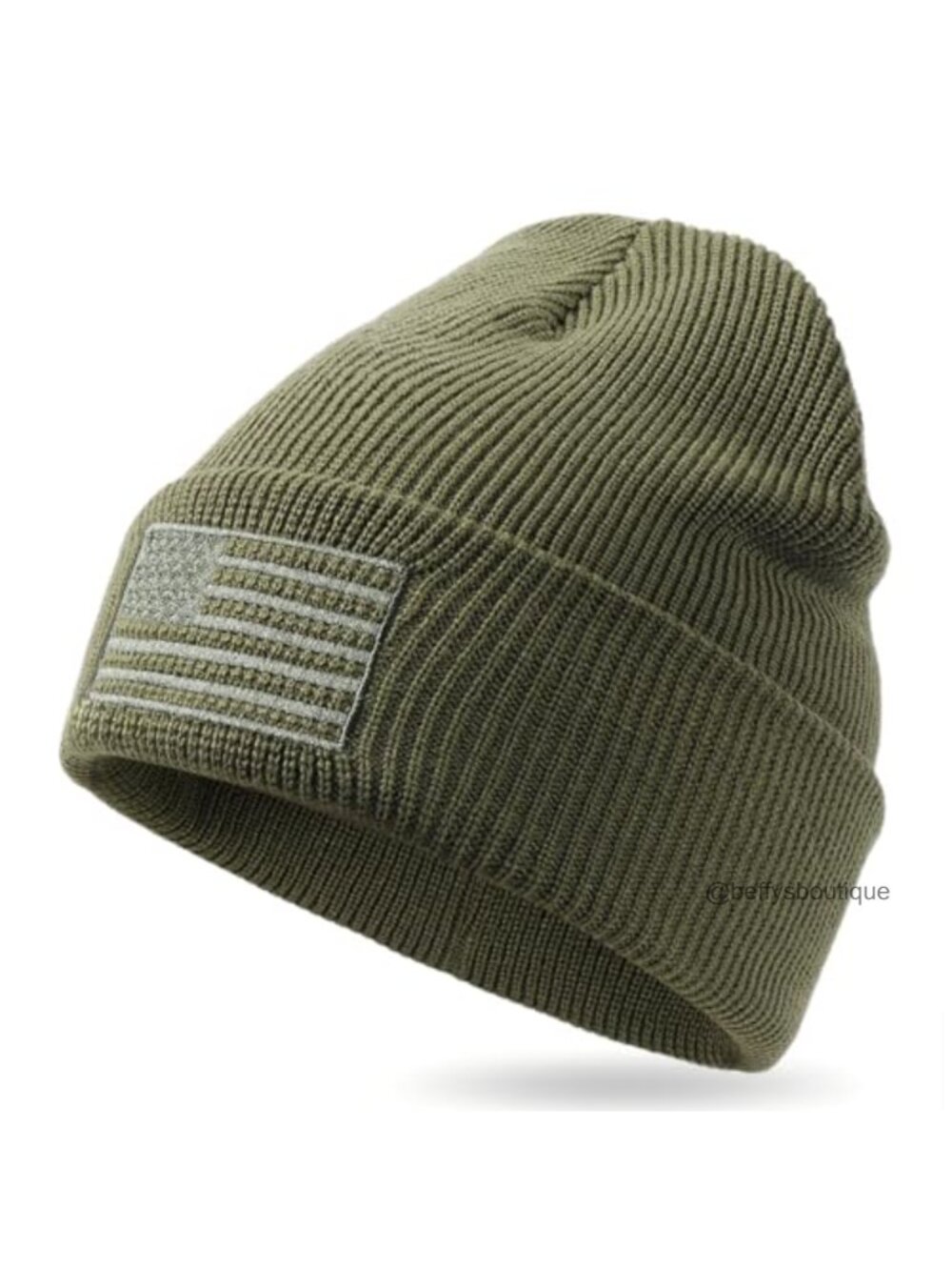 American Flag Embroidered Knit Cuffed Beanie Tactical Winter Warm Hat